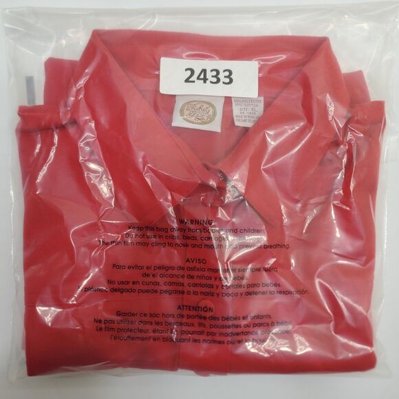 Vtg PICHET & POST Red Short Sleeve Shirt Button Womens Size XL - Picture 9 of 9